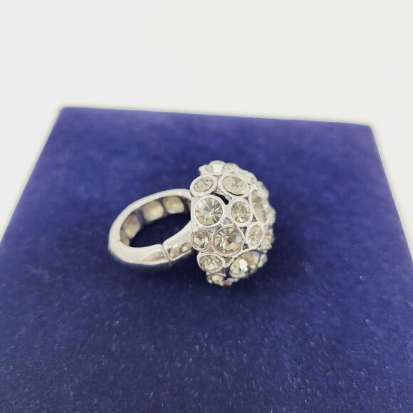 Ann Taylor Loft Silver Rhinestone Dome Stretch Ring - Picture 1 of 5
